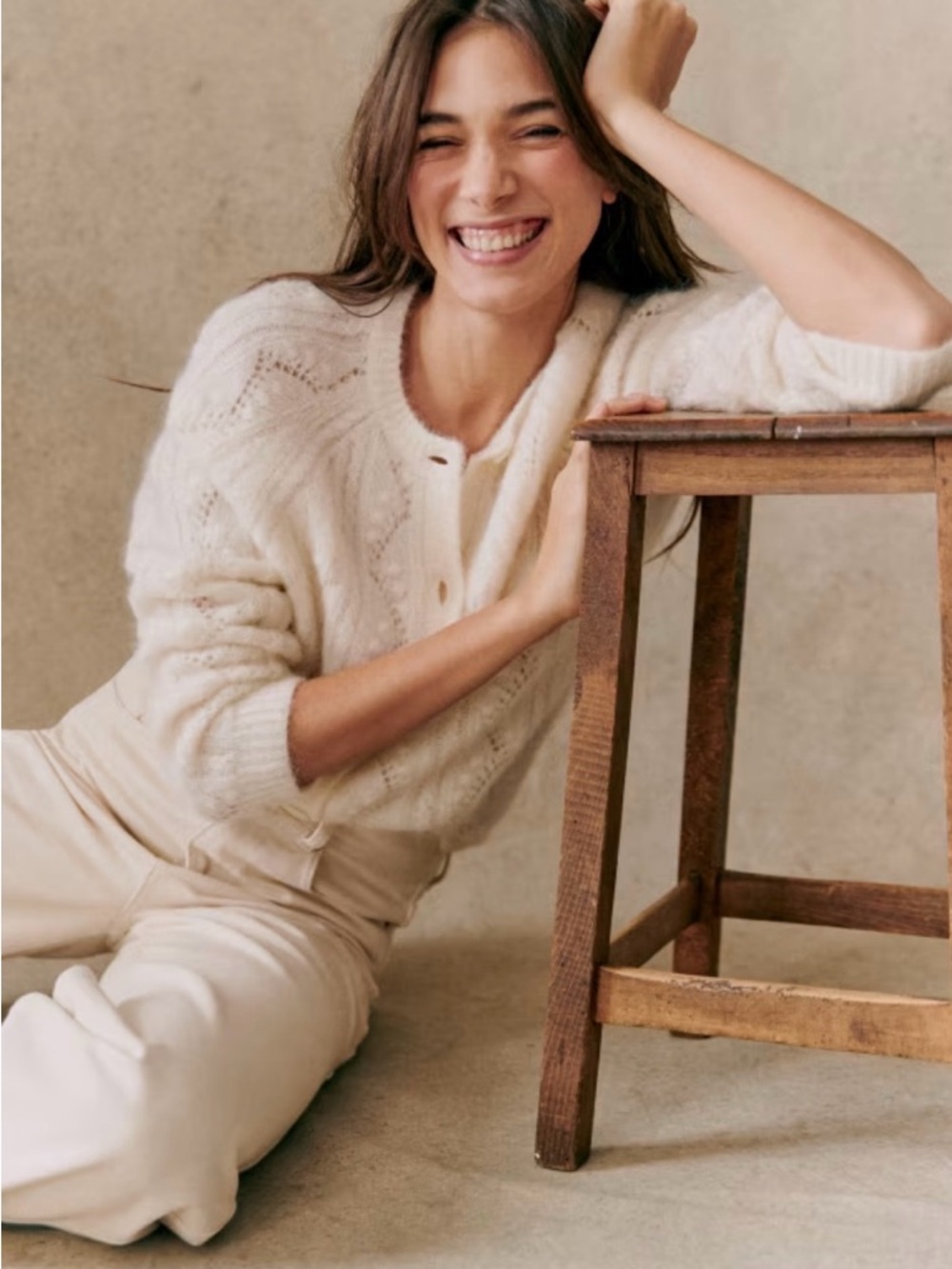 Sézane Magda Écru Cardigan